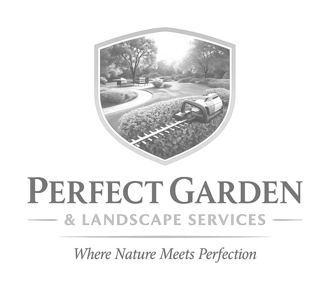 perfect garden & landscape services logo upscaled transparent light greyscale